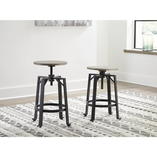 Signature Design by Ashley Lesterton Brown/Black Swivel Counter Height Stool (Set of 2) - 19