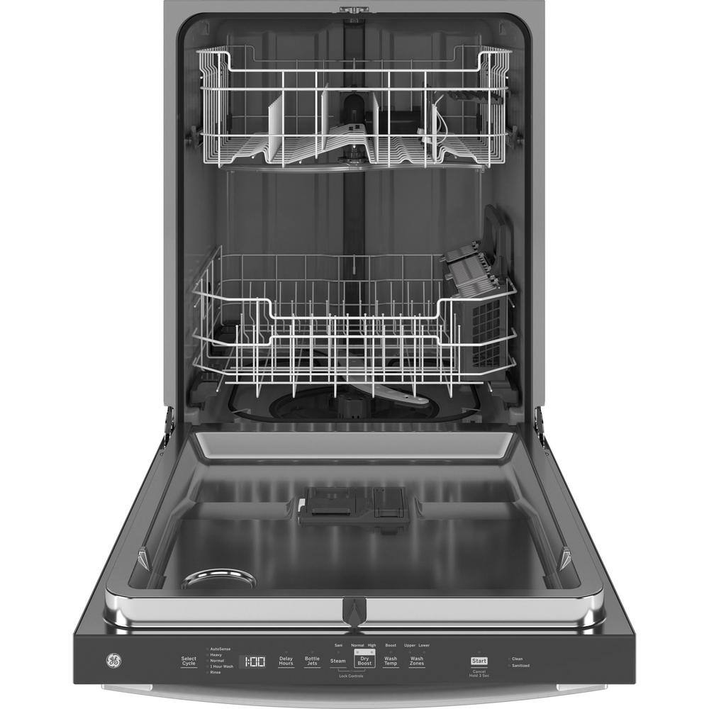 GE 24 in. Built-In Tall Tub Top Control Stainless Steel Dishwasher wStainless Interior Door and Plastic Tub 50 dBA GDT635HSRSS