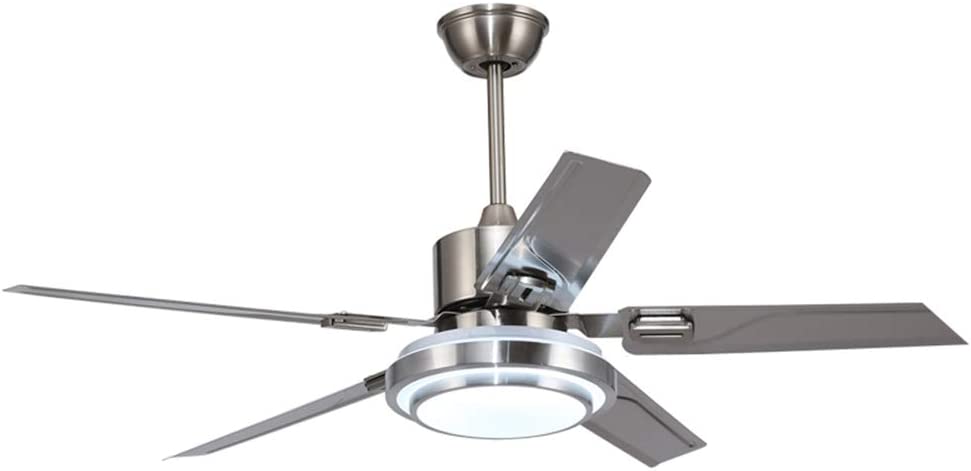 52 inch Ceiling Fan Light，Remote Control Patio Ceiling Fan with 5 Reversible Stainless Steel Blades， Ceiling fan with LED Light for Pavilion，Warehouse Ceiling fan farm Fan Barn Fan