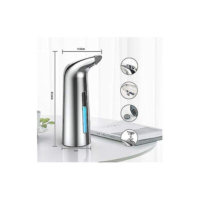 Automatic Soap Dispenser With Sensor， Waterproof Touchless Infrared Soap Dispenser For Bathroom， Kitchens， Hotel， Restaurant - Silver