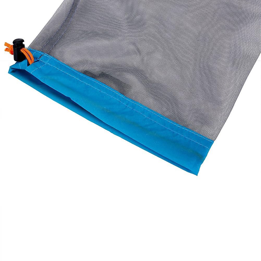 Ultralight Mesh Drawstring Sack Outdoor Travel Hiking Camping Stuff Storage Bag(blue S)