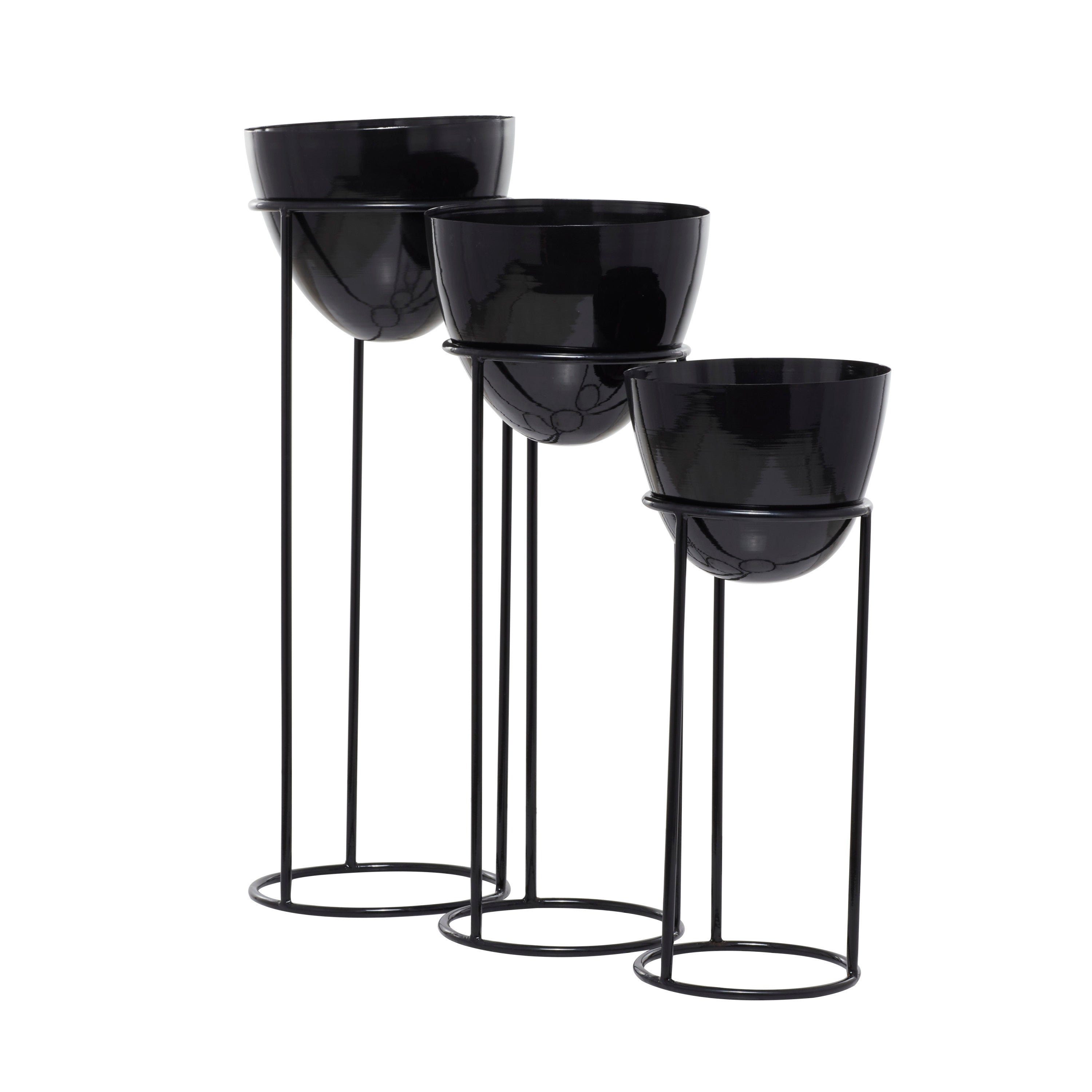 CosmoLiving by Cosmopolitan 36", 33", 26"H Black Metal Planter with Removable Stand (3 Count)