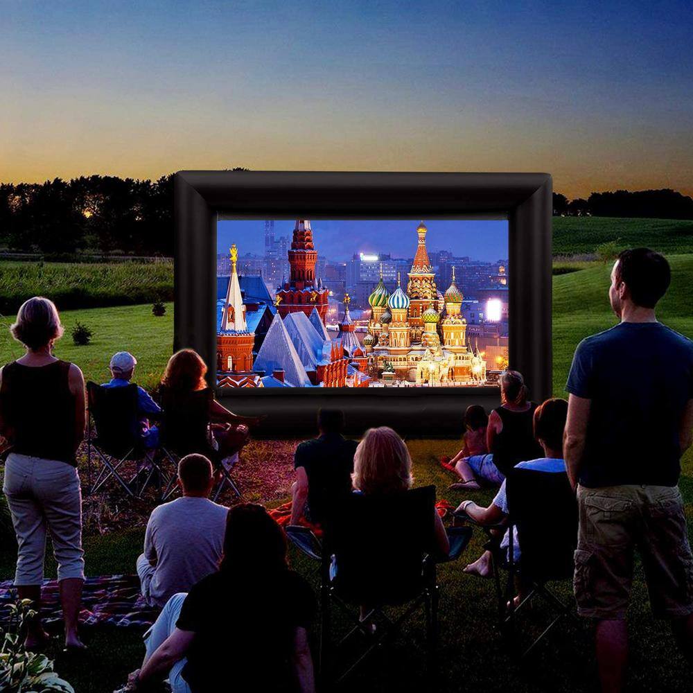 FUFUGAGA 14 ft. Outdoor Inflatable Blow up Mega Movie Projector Screen with Blower Carry bag Repair Sewing Kit and Ropes KF020146-14-01-03