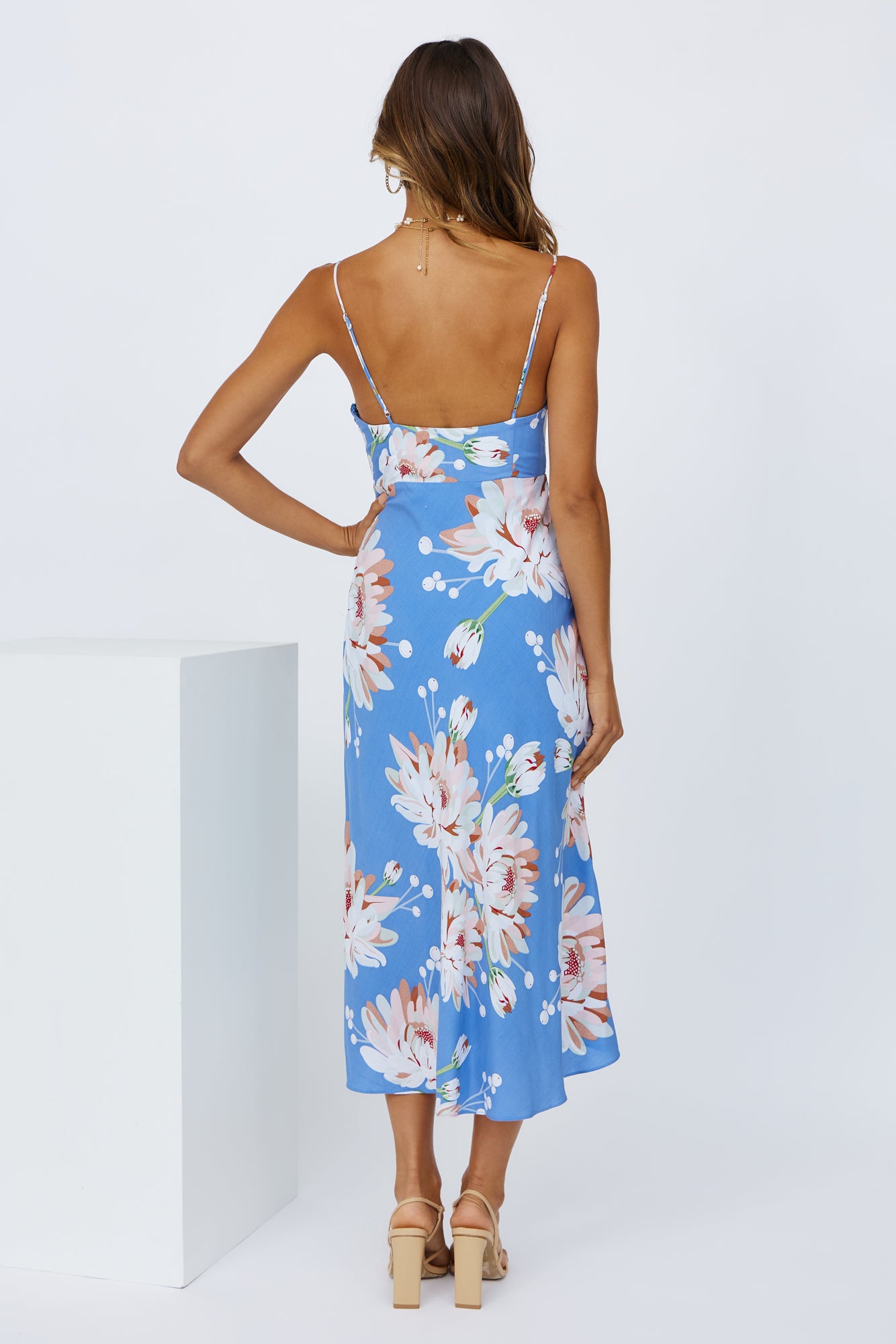 Sunshine Walks Midi Dress Blue