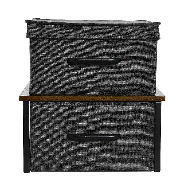 Household Essentials Set of 2 Stacking Storage Boxes with Frame