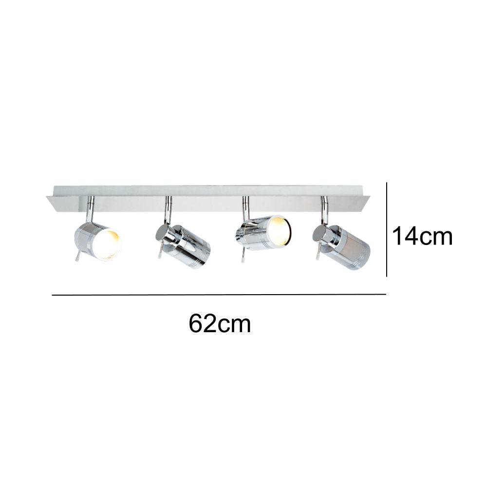 Britalia BRSPA-22560-CHR Polished Chrome Bathroom Modern 4 Lamp Bar Spotlight IP44