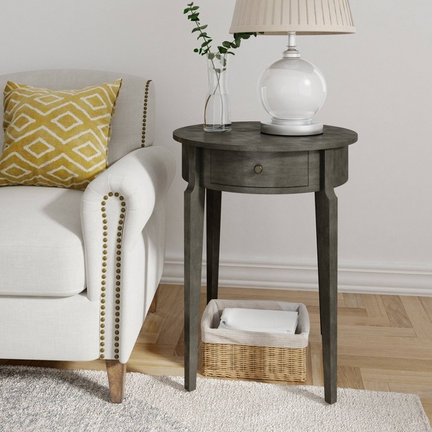 Thaddeus Round Side Table Dark Gray Finch