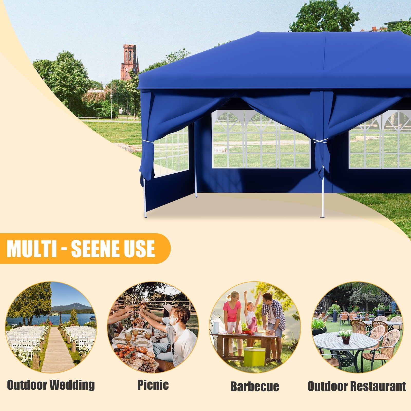 AVAWING 10 x 20 Canopy Tent with Sidewalls, Folding Pop Up Canopies Height Adjustable, Anti-UV & Waterproof Outdoor Canopy Tent with Portable Carry Bag for Parties, Patio, Commercial