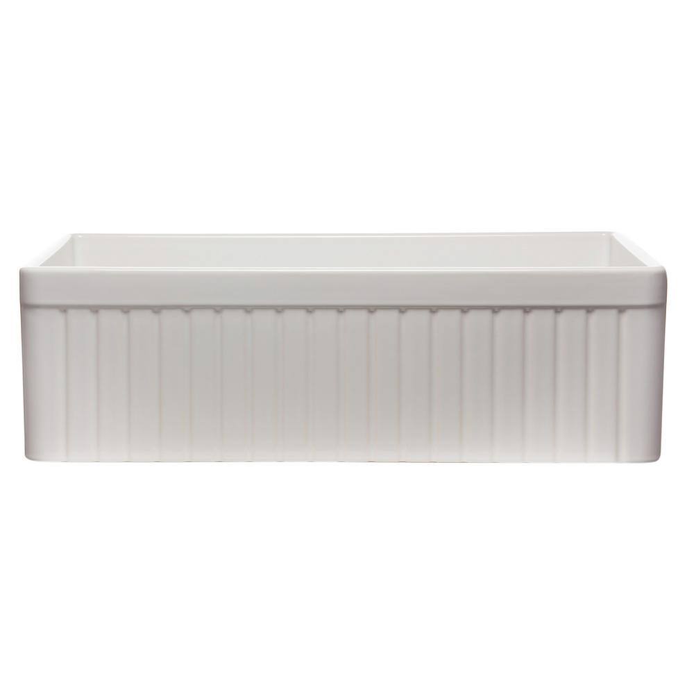 ALFI BRAND Fluted Farmhouse Apron Fireclay 33 in. Single Basin Kitchen Sink in White AB532-W