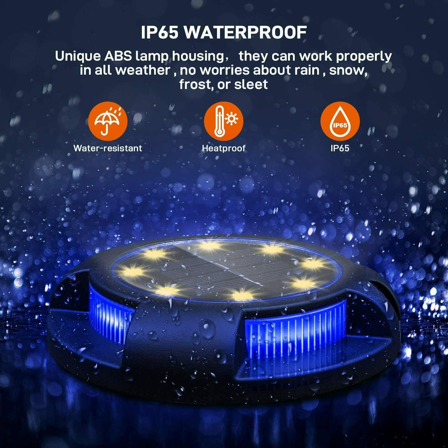 Solar Ground Lights， 8 LED Disk Lights Solar Powered Waterproof In-Ground Lights For Garden， Lawn， Pathway， Yard (Warm+Blue) (4pcs)