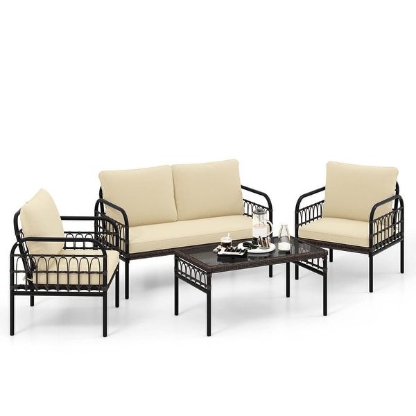 4/8 PCS Patio Furniture Set Outdoor Conversation Bistro Set