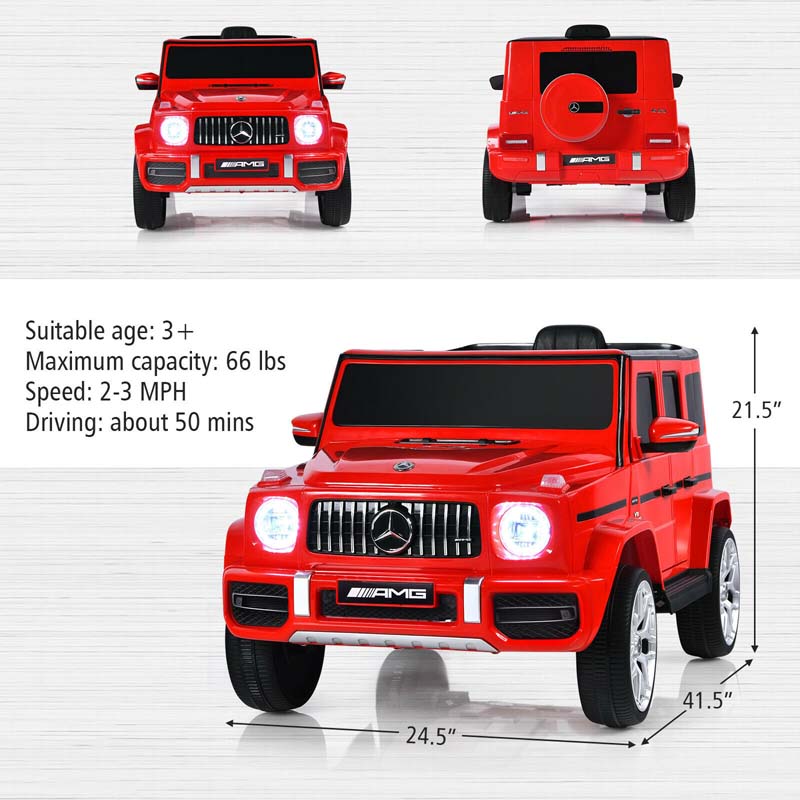 Licensed Mercedes-Benz G63 Kids Ride On Car, 12V Battery Powered Electric Toy Car with Spring Suspension