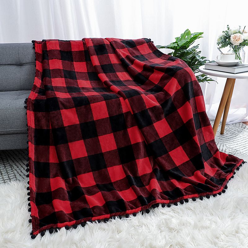 Plaid Buffalo Checker Christmas 50 x  60 Sofa Bed Blanket Soft Plush Fleece