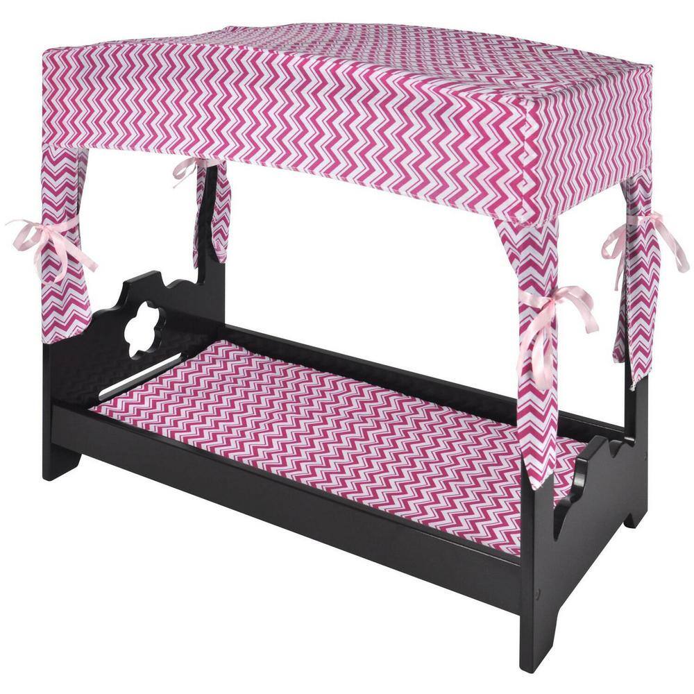 HOMESTOCK Espresso Kids Canopy Doll Bed 37204