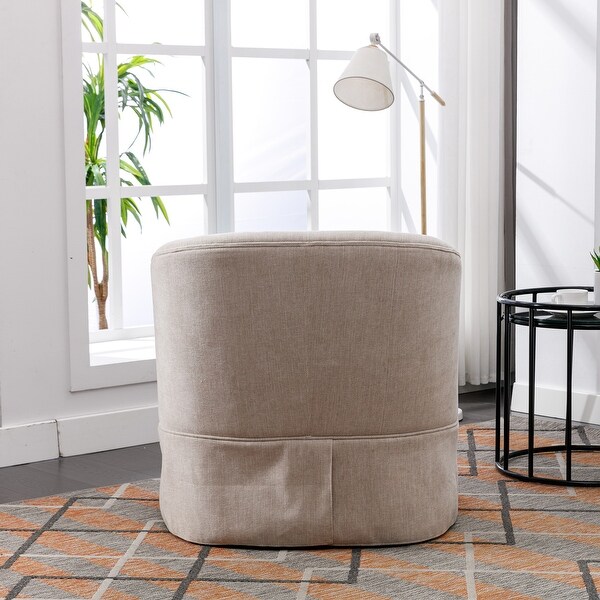 360-degree Swivel Accent Armchair Linen Blend Lounge Chairs Living Room Accent Chair Metal Frame Barrel Sofa Chair， Beige