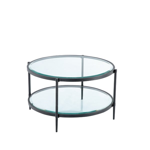 GZMR Round Coffee Table Accent Table with Shelf