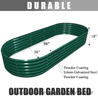 2 Pcs 96 in. L x 36 in. W x 18 in. H Rust-Resistant Oval Green Outdoor Metal Planter Box Raised Garden Beds 2024163ABC