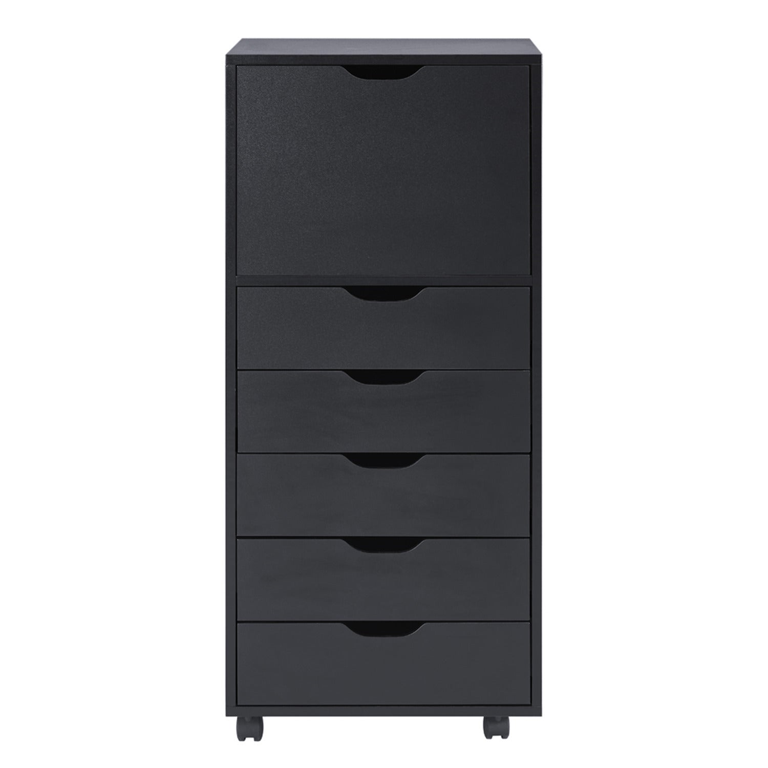 Naomi Home 6 Drawer Dresser, Tall Dressers for Bedroom, Kids Dresser with Wheels, Storage Shelves with Drawers, Small Dresser for Closet, Makeup Dresser with 180 lbs Capacity - Black