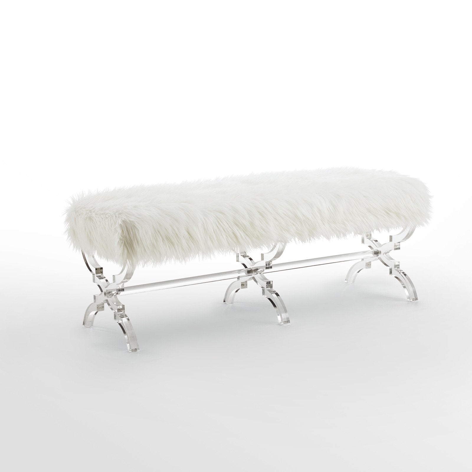 Inspired Home Melody Faux Fur and Acrylic Backless Bedroom Bench