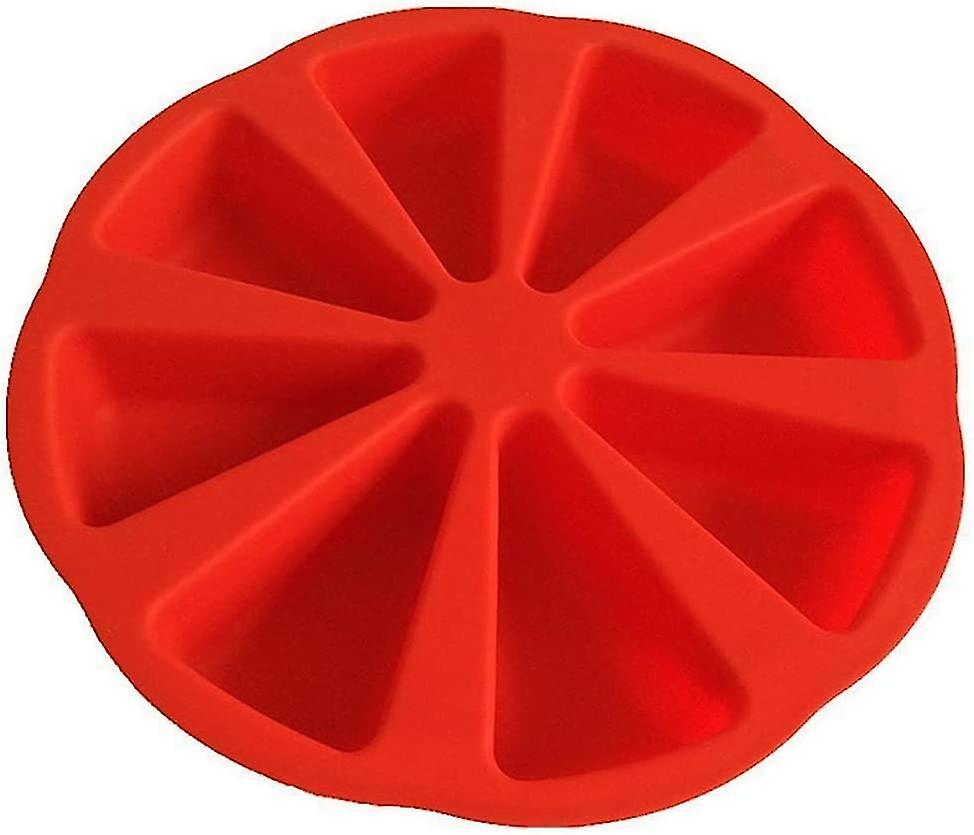 Baking Molds Triangle 8 Cavity Silicone Cake Mold Soap Mould Pizza Slices Scone Baking Pan(1pc， Red)