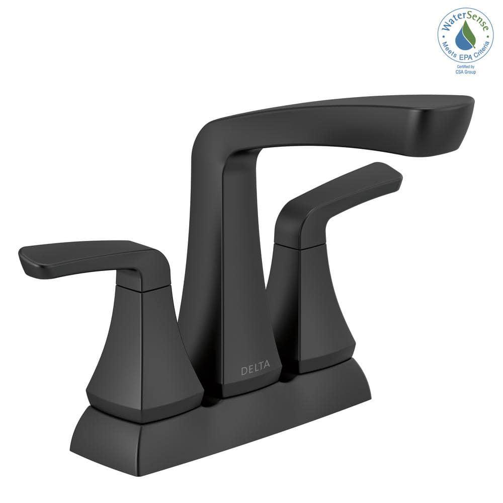 Delta Vesna 4 in Centerset 2Handle Bathroom Faucet in Matte Black