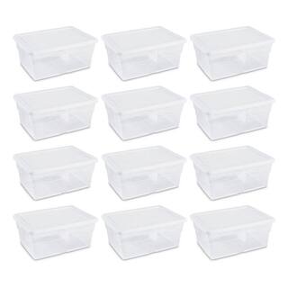 Sterilite 16 Qt. Plastic Storage Container in Clear 12-Pack and 6 Qt. Plastic Storage Container in Clear 24-Pack 12 x 16448012 + 24 x 16428012