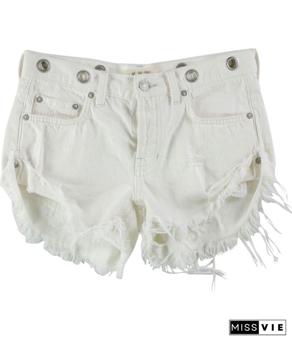 Free People Womens Solid Casual Denim Shorts