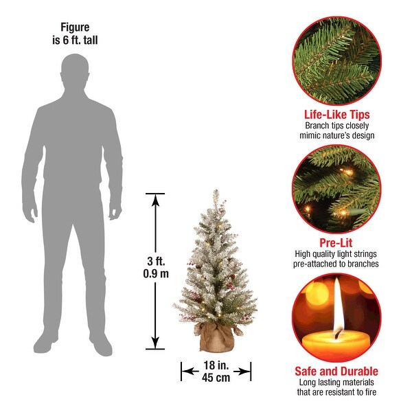 National Tree Company 3 ft. Dunhill Fir Tree with Battery Operated Warm White LED Lights