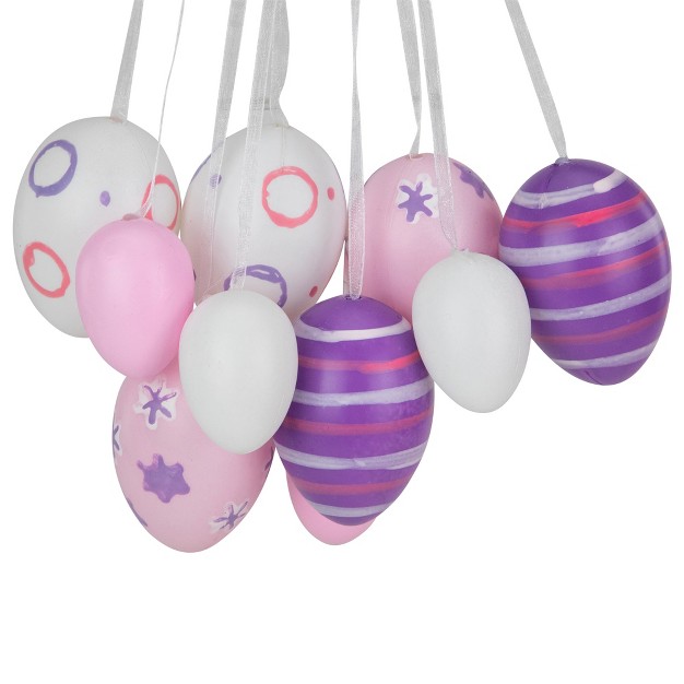 Floral Striped Spring Easter Egg Cluster Hanging Decoration Pink white