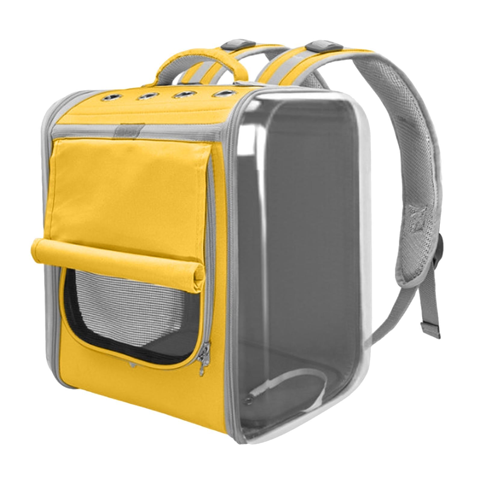 Pet Carrier Transparent Window Easier Carrying Portable Backpack for Walking Yellow