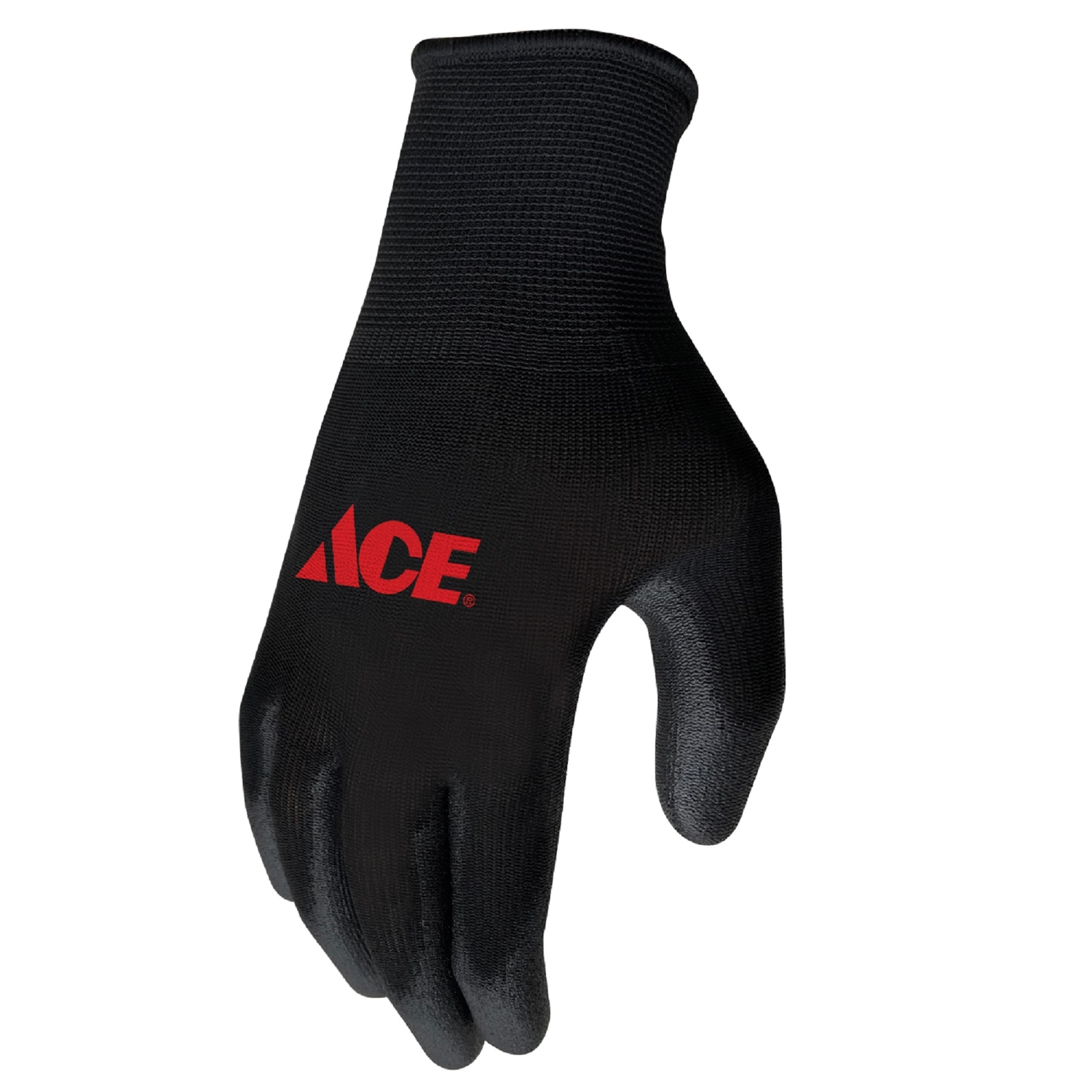 Ace Men\u0027s Indoor/Outdoor Coated Work Gloves Black L 1 pair