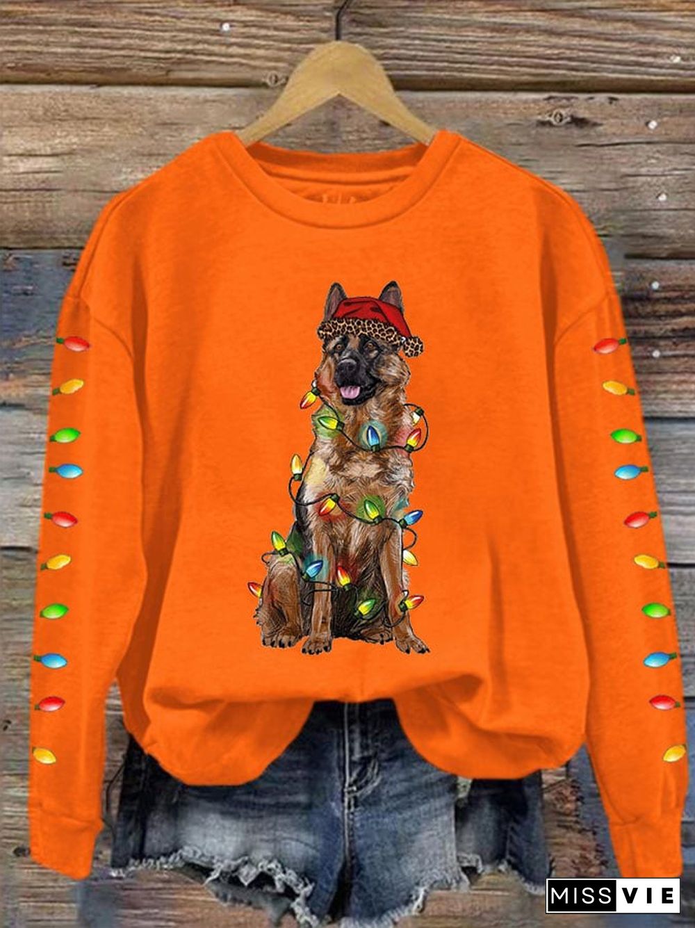 Women's Christmas Dog Mom Print Casual Drop Shoulder Long Sleeve T-Shirt