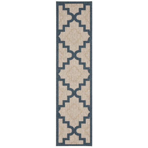 Landry Scalloped Lattice Patio Rug Gray blue