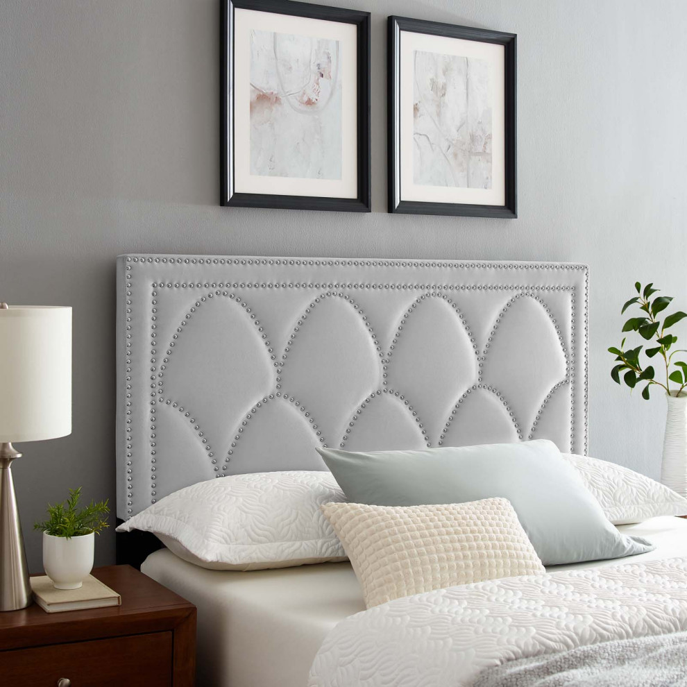 Headboard  Nailhead  Twin Size  Charcoal Gray  Velvet  Modern  Guest Suite   Modern   Headboards   by House Bound  Houzz