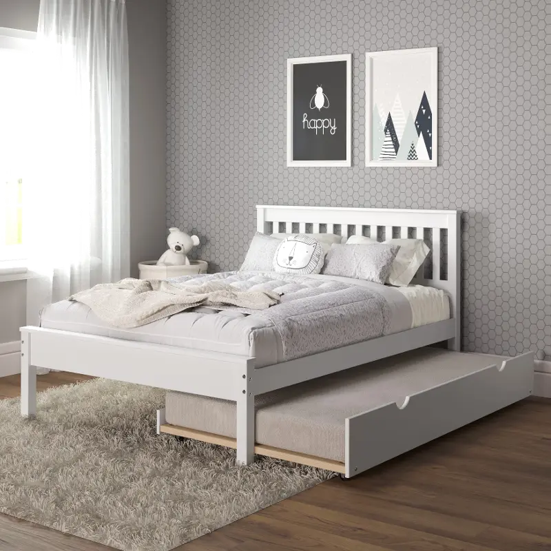 Contempo White Full Bed with Trundle