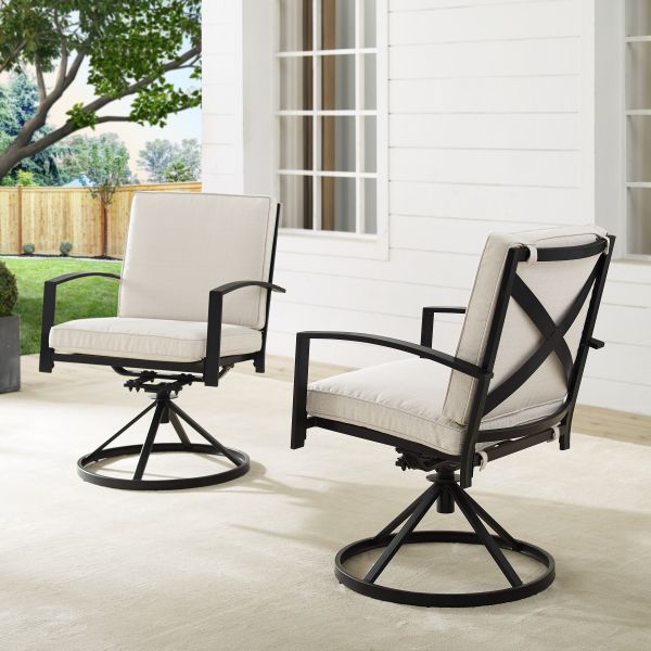 Kaplan 2Pc Outdoor Metal Dining Swivel Chair Set