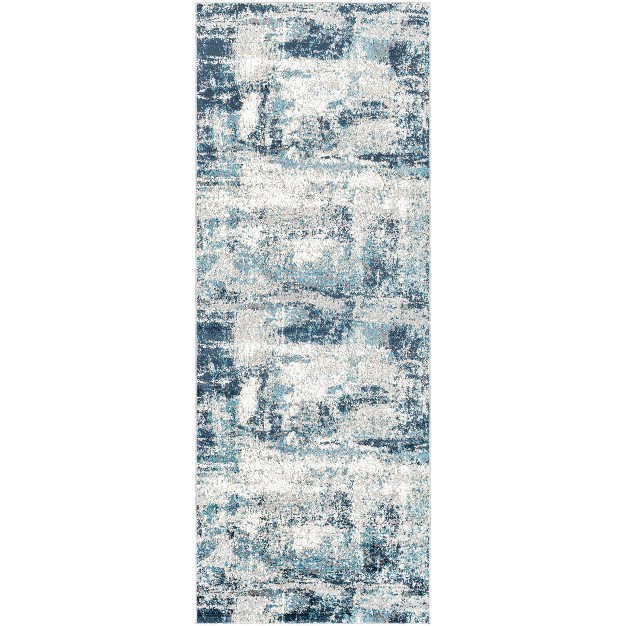 Lavadora Traditional Machine Washable Watercolor Accent Rug Blue beige Artistic Weavers