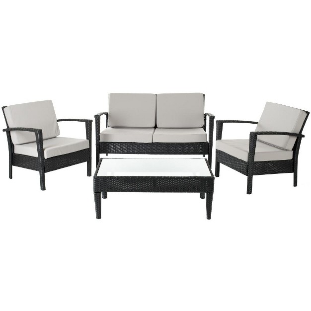 Piscataway 4 Piece Patio Outdoor Conversation Set Safavieh