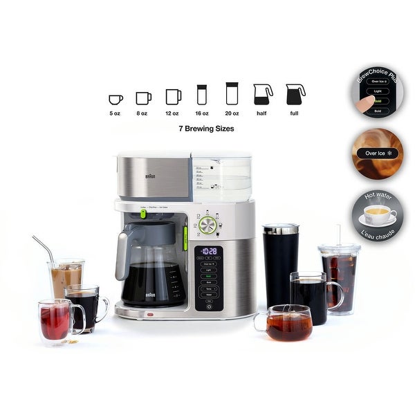 10-Cup Multi Serve SCA Certified Coffee Maker with Internal Water Spout and Glass Carafe in White