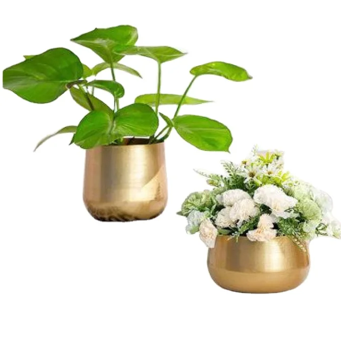 Farmhouse Customizable Design Casual Decorative Gold Finished Metal Pot Planter Decoration Drawing Room Metal Planter