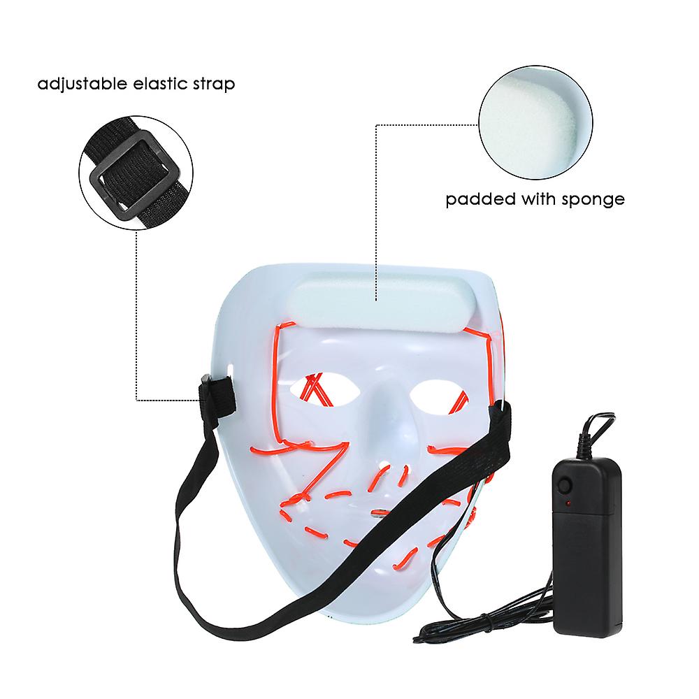 Red Adults Halloween Led Light Up Mask Halloween Costume Supplies For Festival Masquerade Cosplay Party Performance--red Light