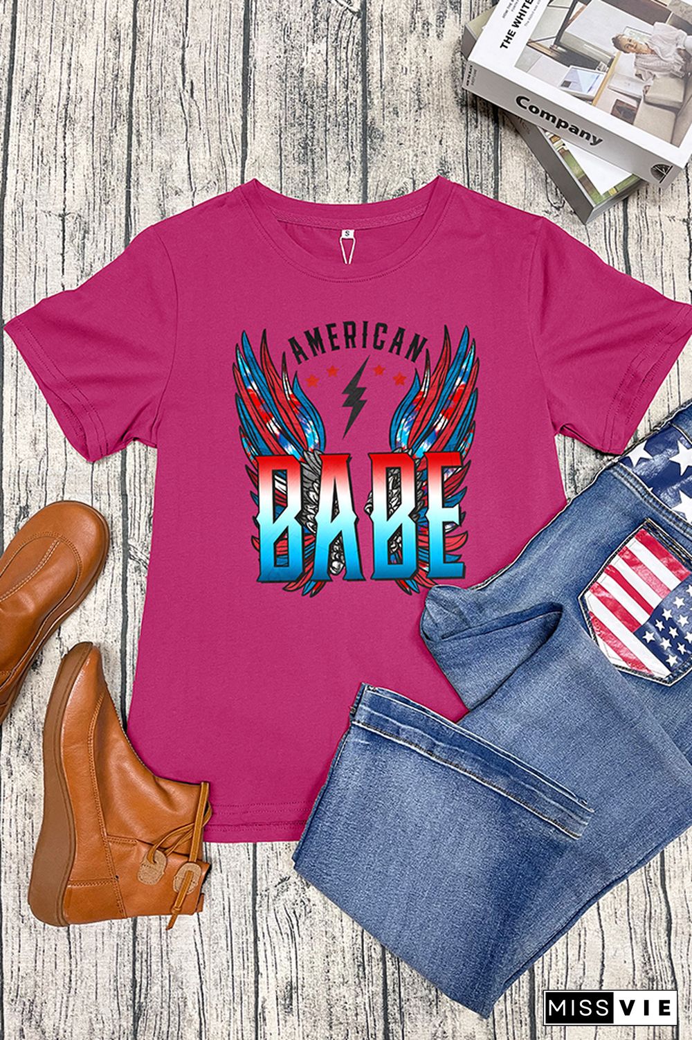 American Babe Retro Wings Short Sleeve Graphic Tee Wholesale