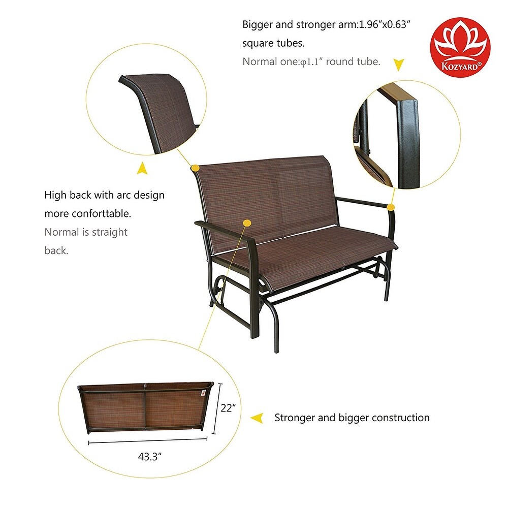 Kozyard Cozy Two Rocking Love Seats Glider Swing Bench/Rocker with Textilence Seats