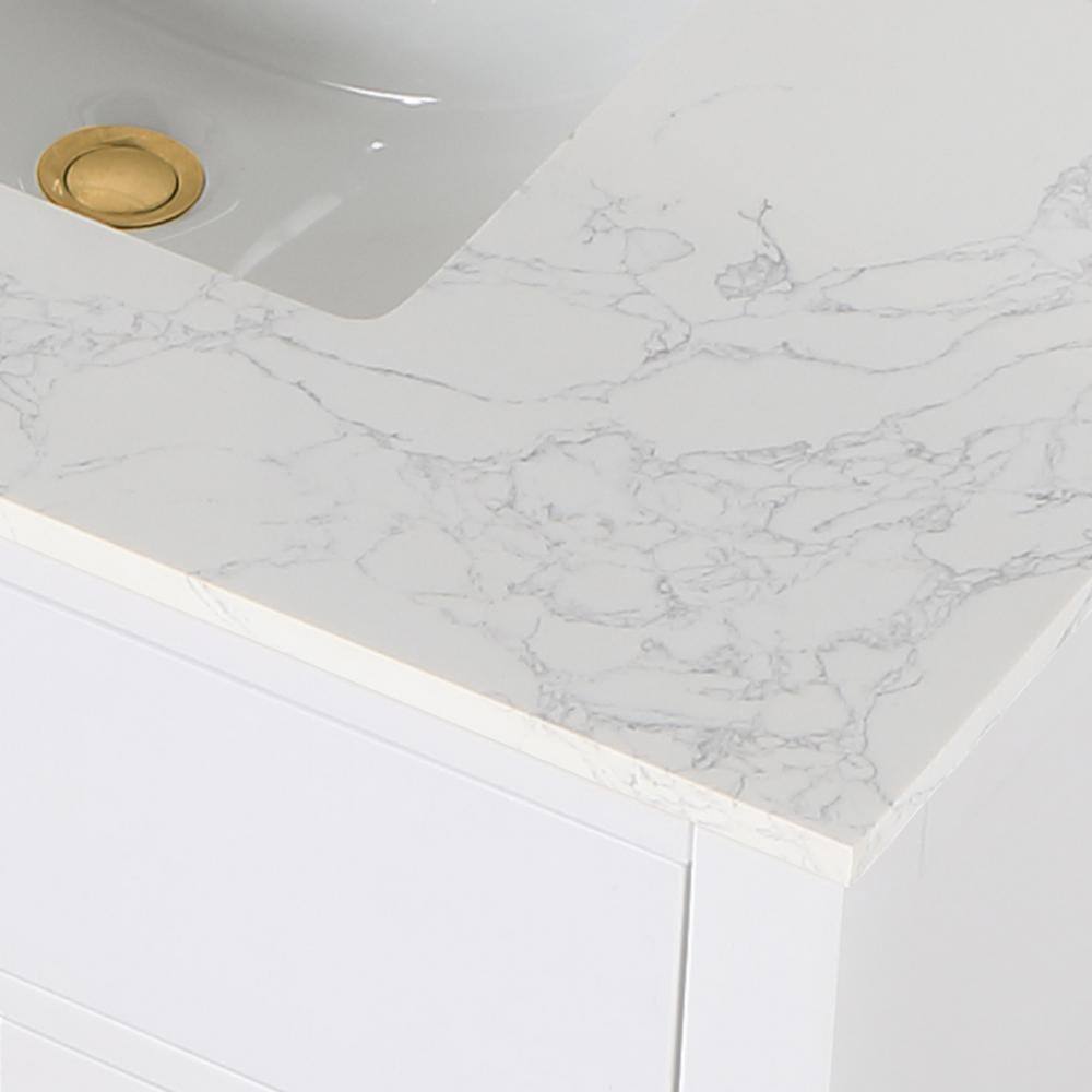 Altair Gavino 36 in. W x 22 in. D x 34 in. H Bath Vanity in White with Grain White Composite Stone Top 557036-WH-GW-NM