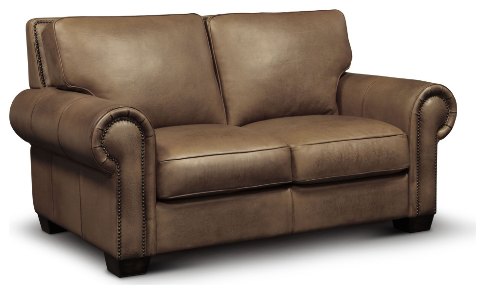 Valencia 100% Top Grain Hand Antiqued Leather Traditional Loveseat   Transitional   Loveseats   by Hello Sofa Home  Houzz