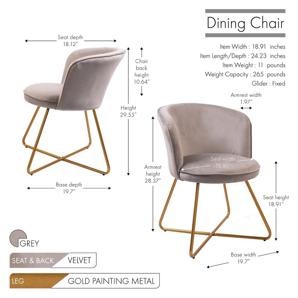 Porthos Home Orry Dining Chair  Velvet Upholstery  Gold Dipped Metal Legs