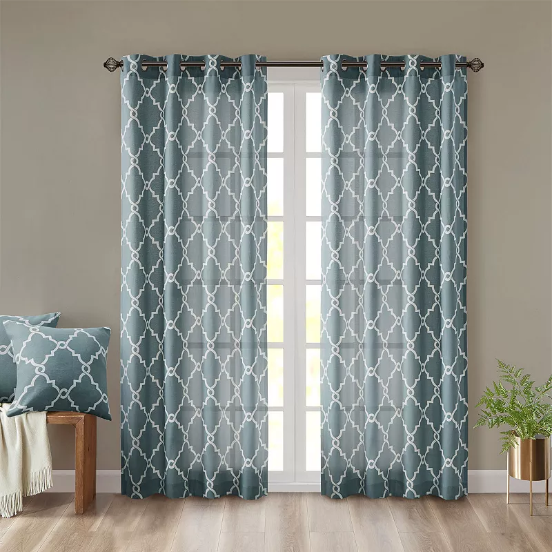 Madison Park 1-Panel Westmont Fretwork Print Light Filtering Window Curtain