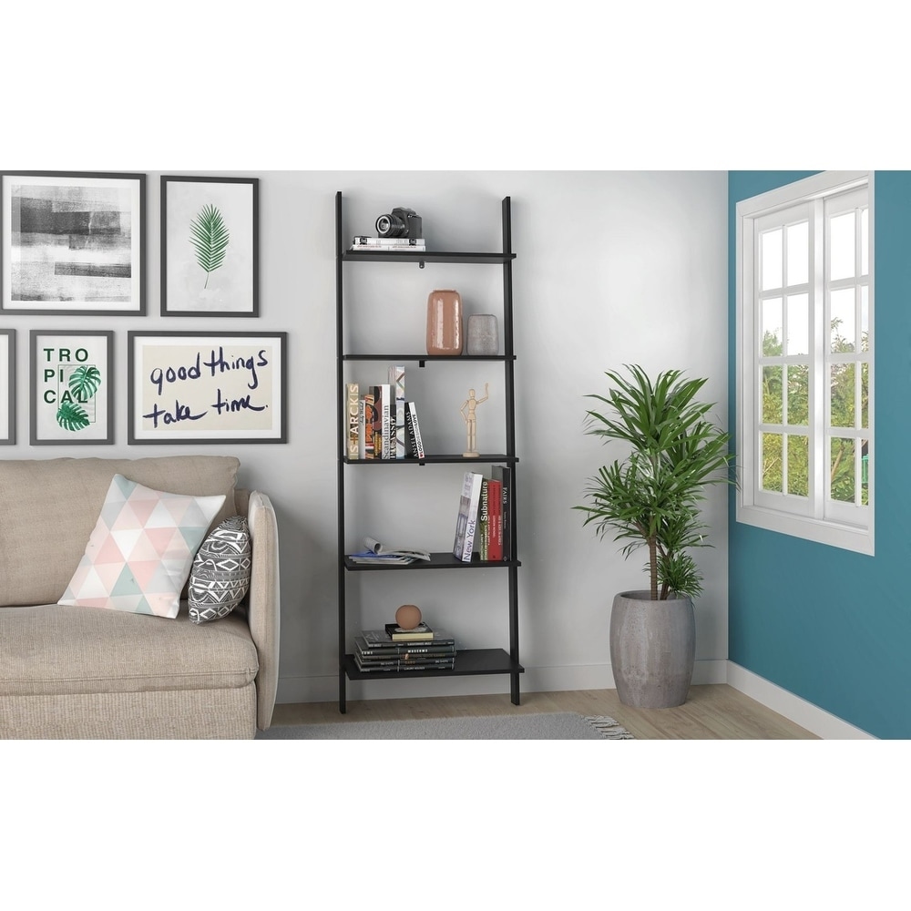 Cooper 5 Shelf Floating Ladder Bookcase by Manhattan Comfort