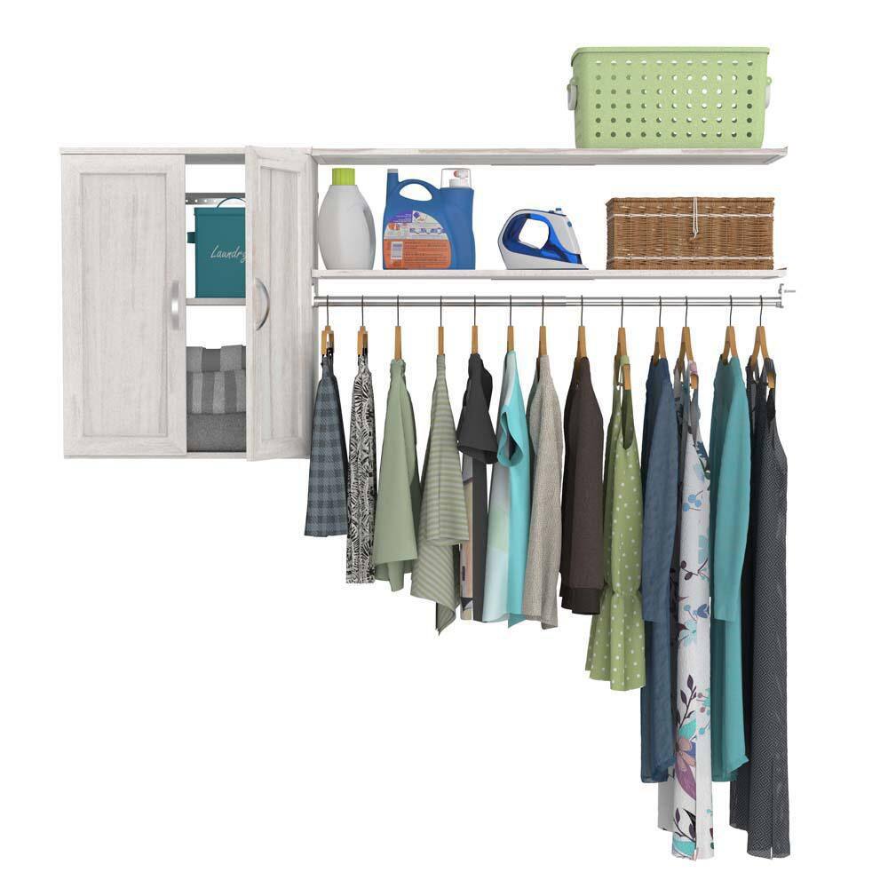 ClosetMaid Style+ 55.12 in. W - 121.12 in. W Bleached Walnut Laundry Room Cabinet Kit with Top Shelves and Shaker Doors 10000-02192