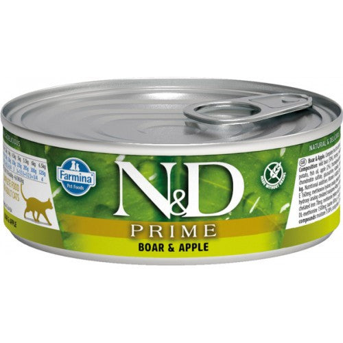 Farmina Natural and Delicious PRIME CAT BOAR and APPLE 24/2.46 oz. CAT Can;